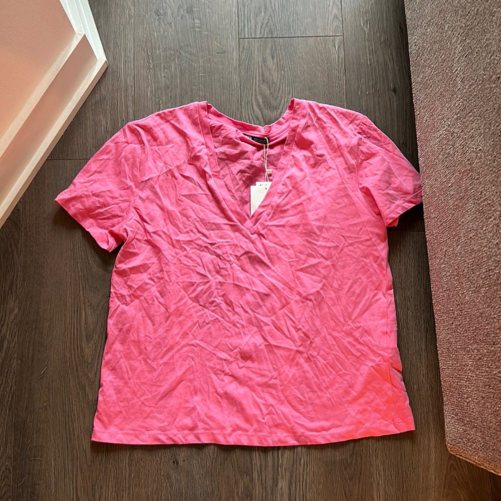 NWT pink V-neck shirt